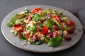 Healthy bean and quinoa salad with spinach, chili