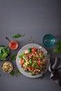 Healthy bean and quinoa salad with spinach, chili