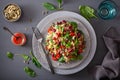 Healthy bean and quinoa salad with spinach, chili