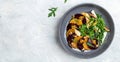 Healthy beet salad with arugula, oranges and walnuts on a light background. Clean eating, dieting, vegan food concept. Long banner Royalty Free Stock Photo