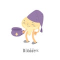 Healthy bladder. Cartoon character in a trendy style.