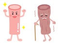 Healthy blood vessel and unhealthy blood vessel cute cartoon character. health care concept