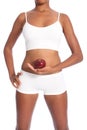 Healthy body african american woman and red apple Royalty Free Stock Photo