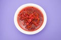 Healthy borsh beet soup in white bowl Royalty Free Stock Photo