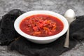 Healthy borsh beet soup in white bowl Royalty Free Stock Photo