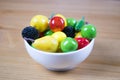 Healthy bowl with fruits and vegetables on table home closeup happy enegry life breakfast