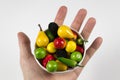 Healthy bowl with fruits and vegetables on table home hand hold closeup happy enegry life breakfast