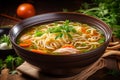 Healthy Bowl of Homemade Chicken Noodle Soup Royalty Free Stock Photo