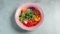 Healthy bowl lunch with plenty of ingredients.Good for menu