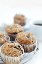 Healthy bran muffin with coffee