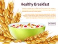 Healthy breakfast banner or background vector