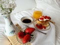 Healthy breakfast in bed Royalty Free Stock Photo