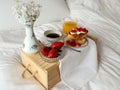 Healthy breakfast in bed Royalty Free Stock Photo