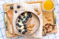 Healthy breakfast berry smoothie bowl topped with banana Royalty Free Stock Photo