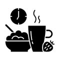 Healthy breakfast black glyph icon