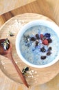 Healthy breakfast blue oatmeal