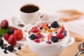 Healthy breakfast with cereal and fresh fruit Royalty Free Stock Photo