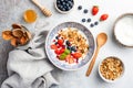 Healthy breakfast bowl granola fruits