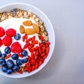 Healthy Breakfast Bowl of Muesli With Fresh Fruit and Nuts Royalty Free Stock Photo