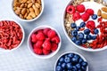 Healthy Breakfast Bowl of Muesli With Fresh Fruit and Nuts Royalty Free Stock Photo