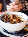 Healthy breakfast bowl of Yogurt, granola, seeds, and nuts Royalty Free Stock Photo