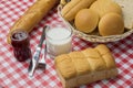 Healthy breakfast with breads and milk Royalty Free Stock Photo