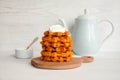 Carrot waffles with sour cream