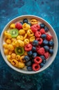 Healthy breakfast - cereal cornflakes with fresh berries in bowl Royalty Free Stock Photo