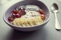 Healthy breakfast: cereal, grapes, banana Royalty Free Stock Photo