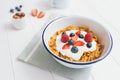 Healthy breakfast with cereals and berries in an e Royalty Free Stock Photo