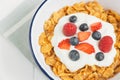 Healthy breakfast with cereals and berries in an e Royalty Free Stock Photo