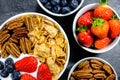 Healthy Breakfast of Cereals With Fresh Fruit and Nuts Royalty Free Stock Photo