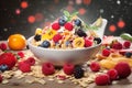 Healthy breakfast Cereals with fresh fruits AI generated Royalty Free Stock Photo