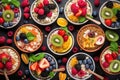 Healthy breakfast Cereals with fresh fruits AI generated Royalty Free Stock Photo