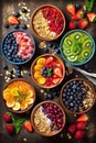 Healthy breakfast Cereals with fresh fruits AI generated Royalty Free Stock Photo