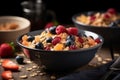 Healthy breakfast Cereals with fresh fruits AI generated Royalty Free Stock Photo