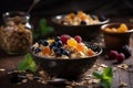 Healthy breakfast Cereals with fresh fruits AI generated