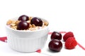 Healthy Breakfast with Cherries, Oats and Yogurt Royalty Free Stock Photo