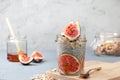 Chia pudding with figs Royalty Free Stock Photo