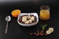 Healthy Breakfast - chocolate cereal with banana Royalty Free Stock Photo