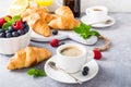 Healthy breakfast with coffee and croissants Royalty Free Stock Photo