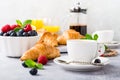 Healthy breakfast with coffee and croissants Royalty Free Stock Photo