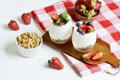 Healthy Breakfast Concept. Muesli with Greek Yogurt, Strawberries and Blueberries Royalty Free Stock Photo