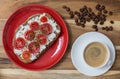 Healthy breakfast concept with tomato bread and coffee Royalty Free Stock Photo