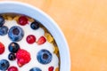 Healthy breakfast  - Cornflakes with fresh bilberries Royalty Free Stock Photo