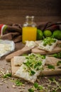 Healthy breakfast, Crispbread with organic cream cheese