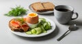 Healthy Breakfast with Egg, Salmon, and Coffee Royalty Free Stock Photo