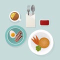 Healthy breakfast food top view vector illustration. Royalty Free Stock Photo