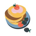 Healthy breakfast with fresh cooked pancakes with fruits