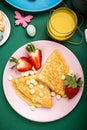 Healthy breakfast with fresh hot pancakes Royalty Free Stock Photo